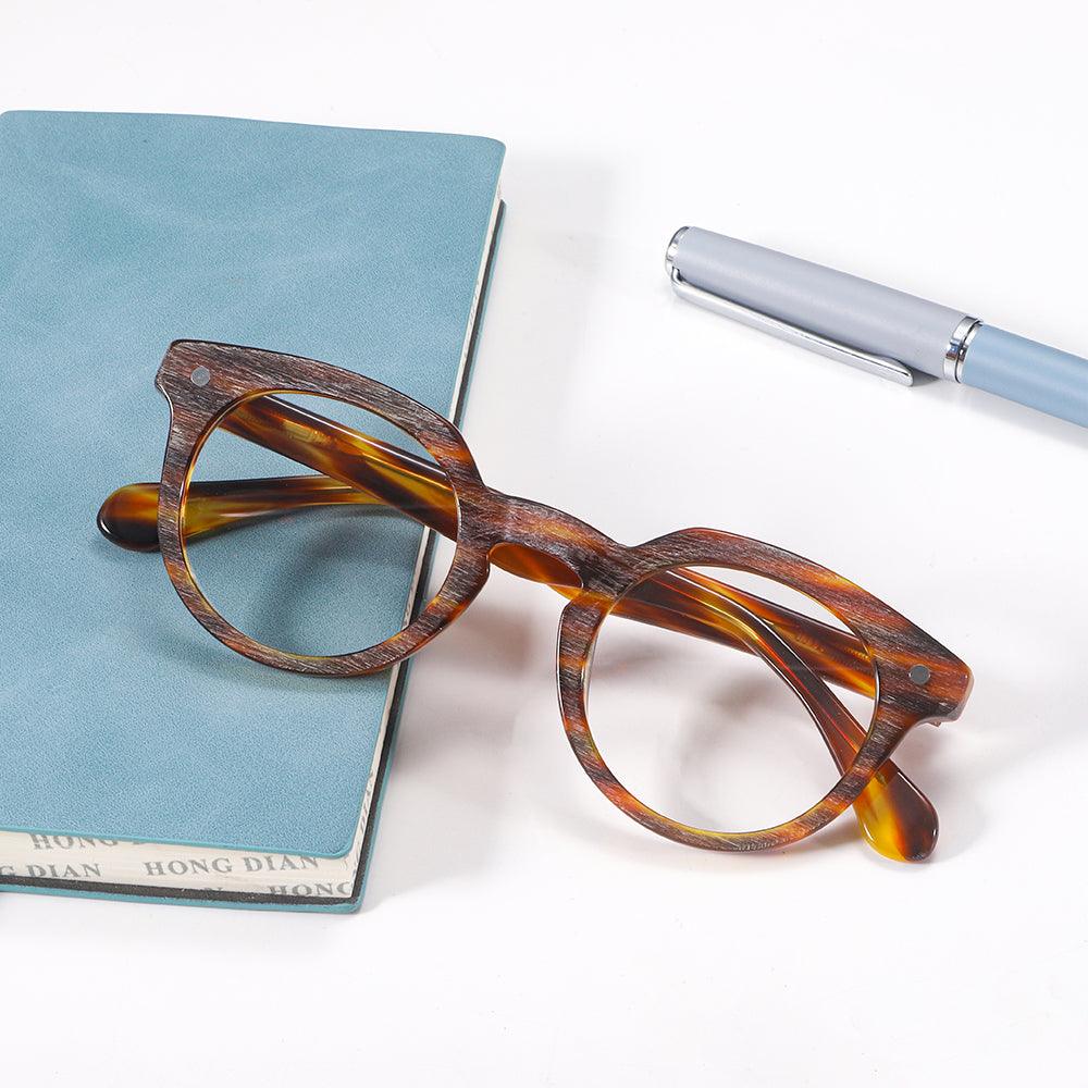 Tortoiseshell Spring Hinge Acetate Oval Eyeglasses - MyDollger