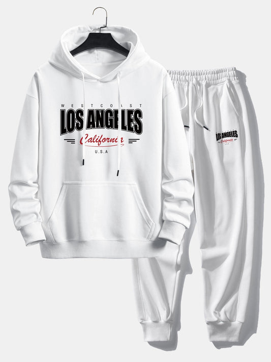 Los Angeles Print Relax Fit Hoodie & Jogging Pants