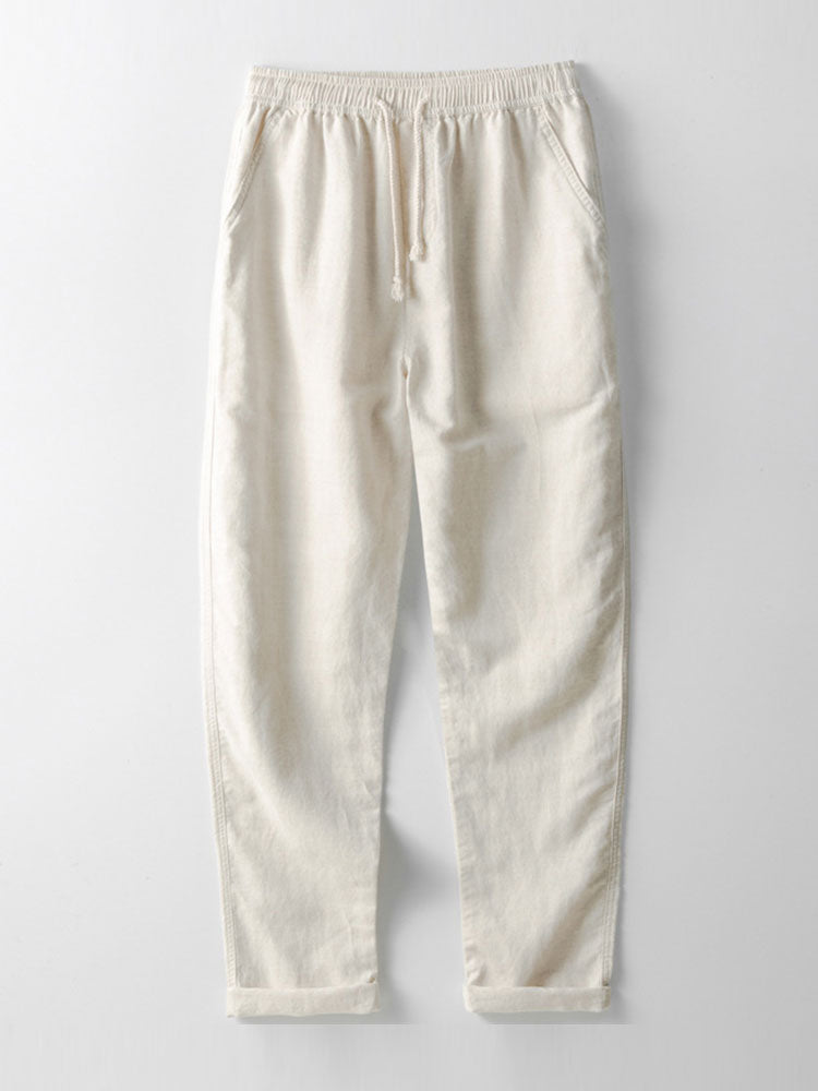 Striped Jacquard Cuban Collar Shirt & Straight Leg Linen Pants