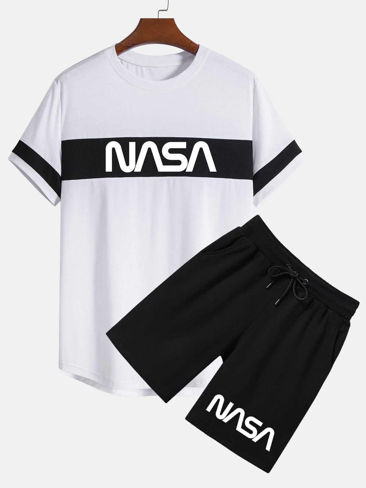 NASA Print Color Block Arc Hem T-Shirt & NASA Print Shorts