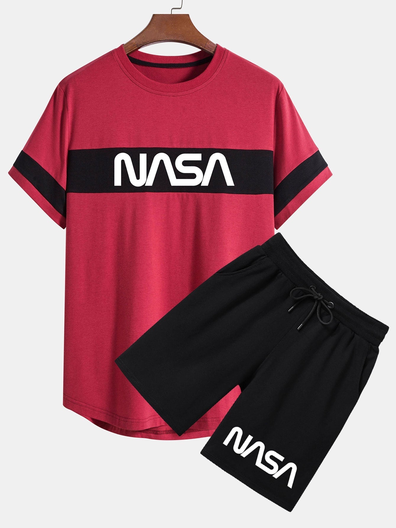 NASA Print Color Block Arc Hem T-Shirt & NASA Print Shorts