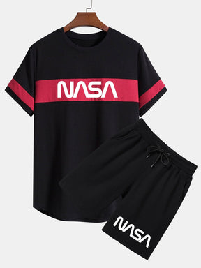 NASA Print Color Block Arc Hem T-Shirt & NASA Print Shorts