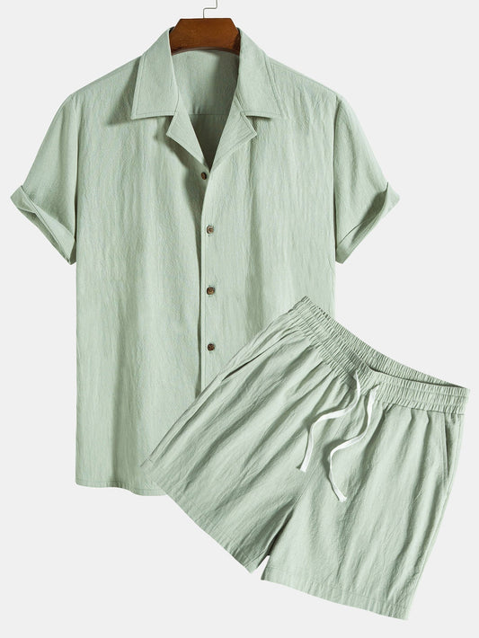 Textured Cotton Revere Shirt & 5" Shorts