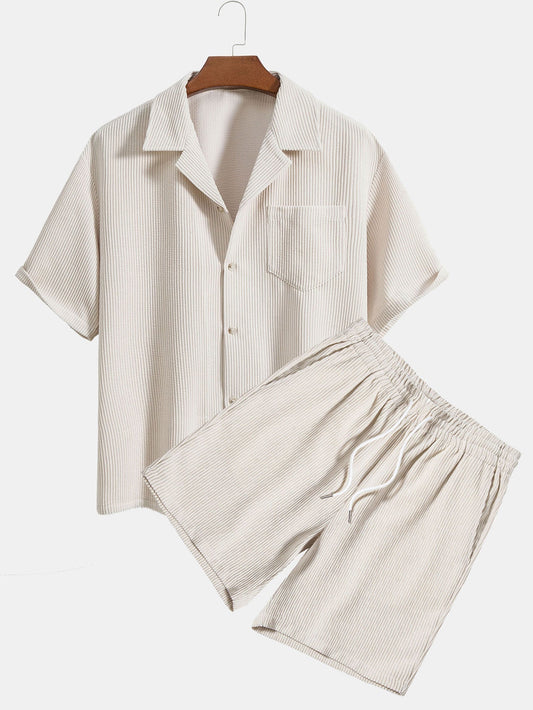 Short Sleeve Corduroy Boxy Shirt & Corduroy Shorts