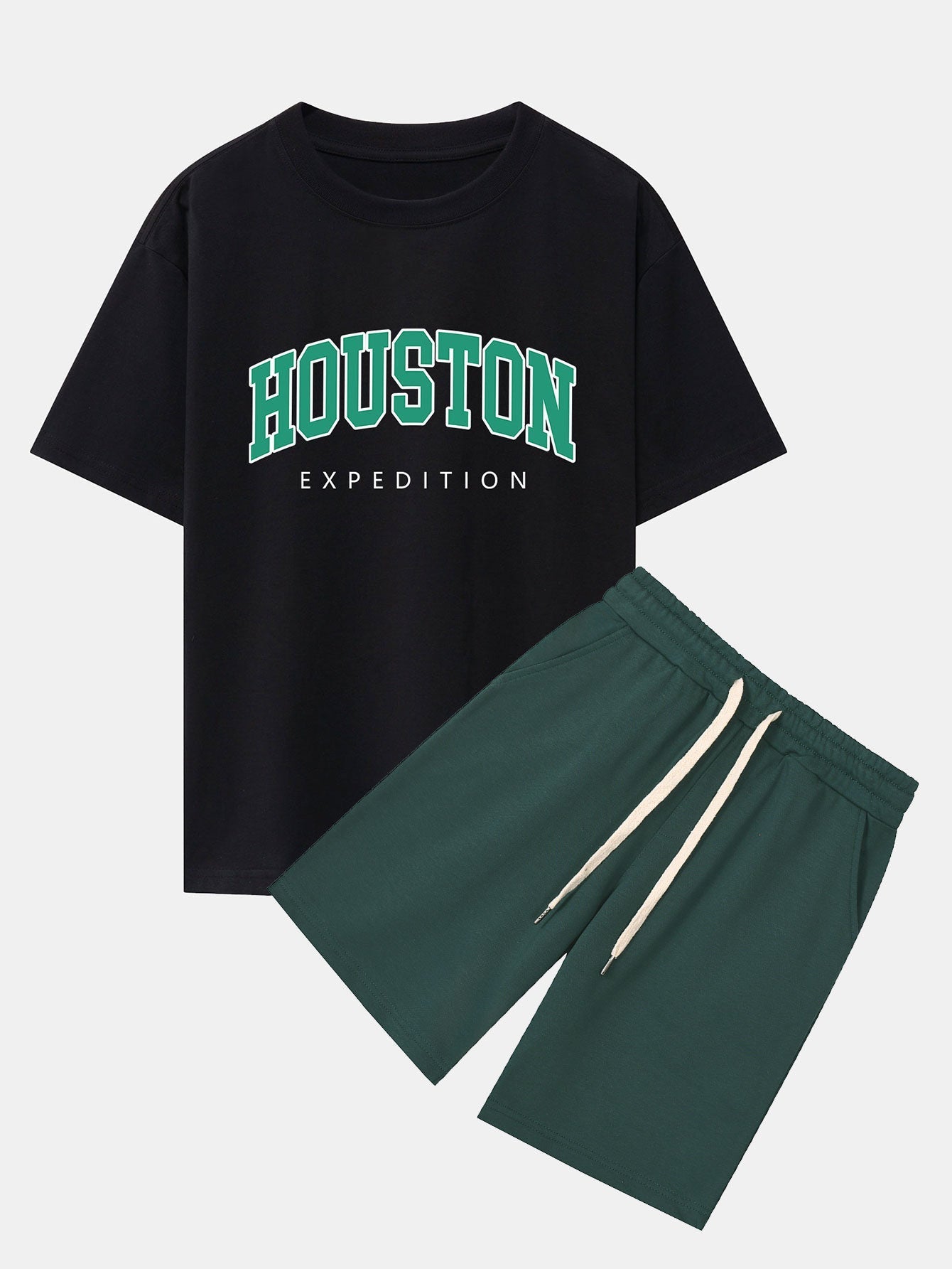 Houston Print Drop Shoulder Oversize T-Shirt & Sweat Shorts