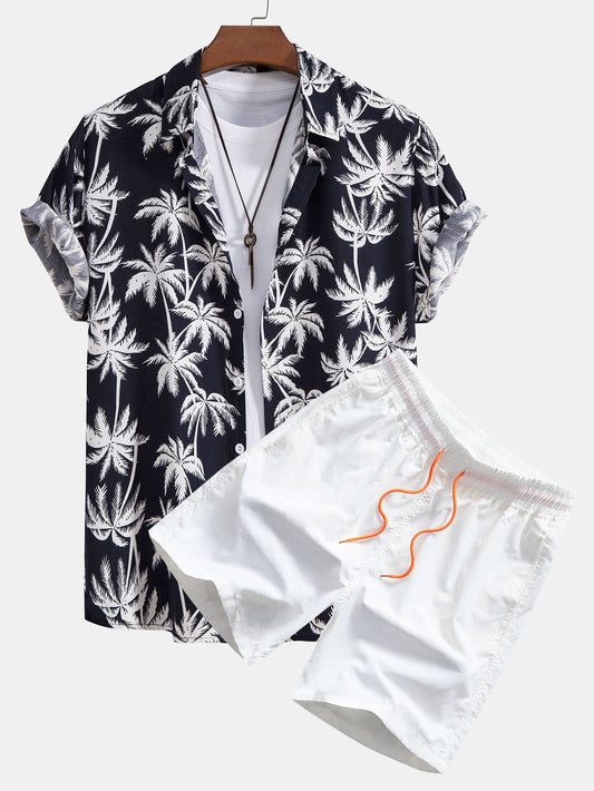 Palm Tree Print Shirt & Swim Shorts