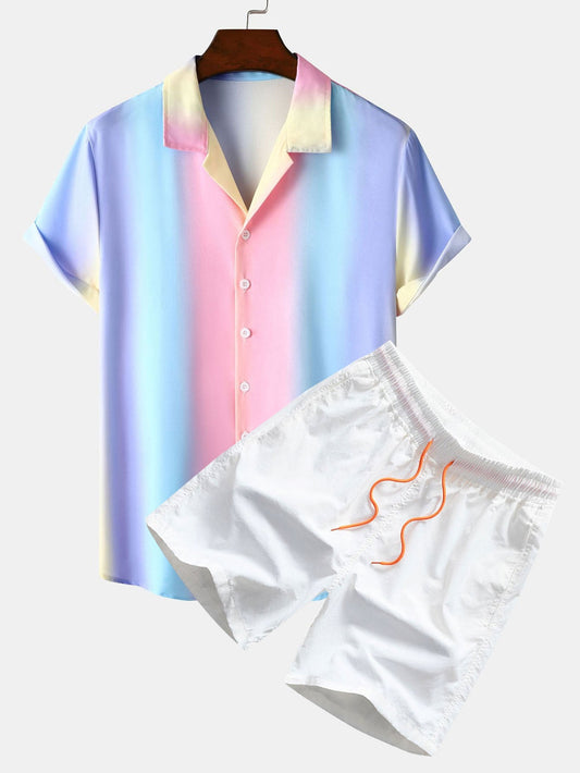 Ombre Print Cuban Shirt & Swim Shorts