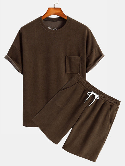 Dropped Shoulder Corduroy T-Shirt & Shorts