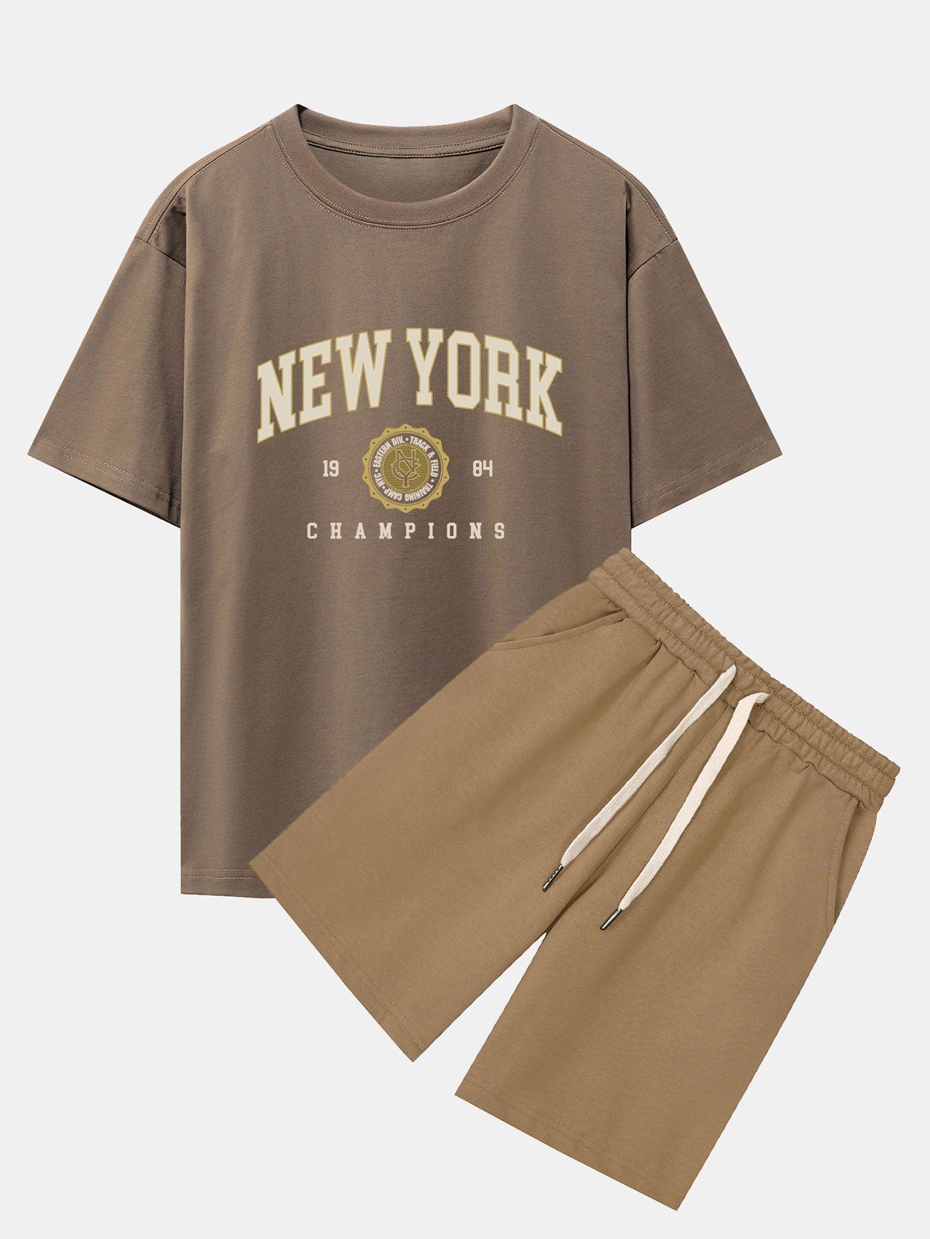 New York Varsity Print Heavy Weight Oversize T-Shirt & Jersey Shorts