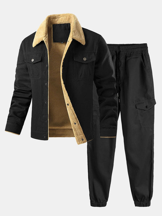 Teddy Lined Chino Jacket & Chino Cargo Jogger Pants