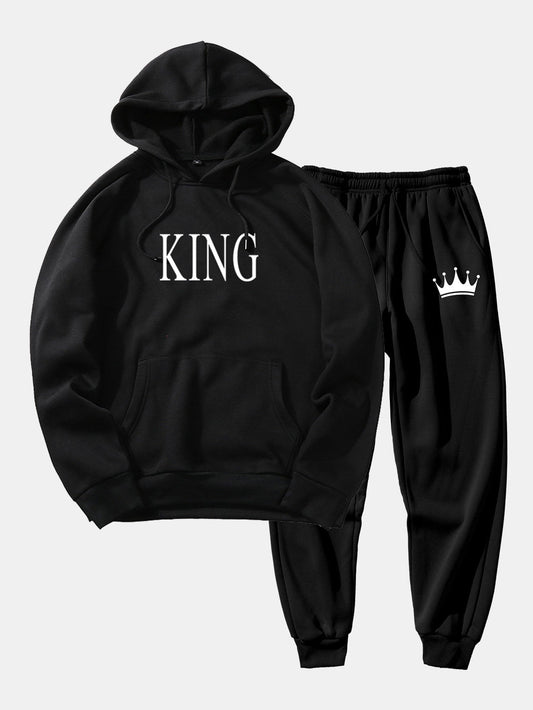 King Print Hoodie & Crown Print Jogger Pants