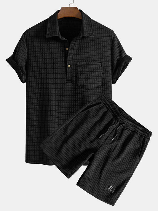 Waffle Polo With Pockets & Shorts