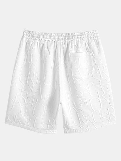 Short Sleeve Letter Jacquard T-Shirt & Shorts