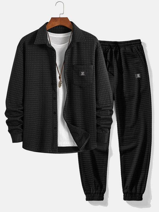 Waffle Button Up Shirt & Jogger Pants