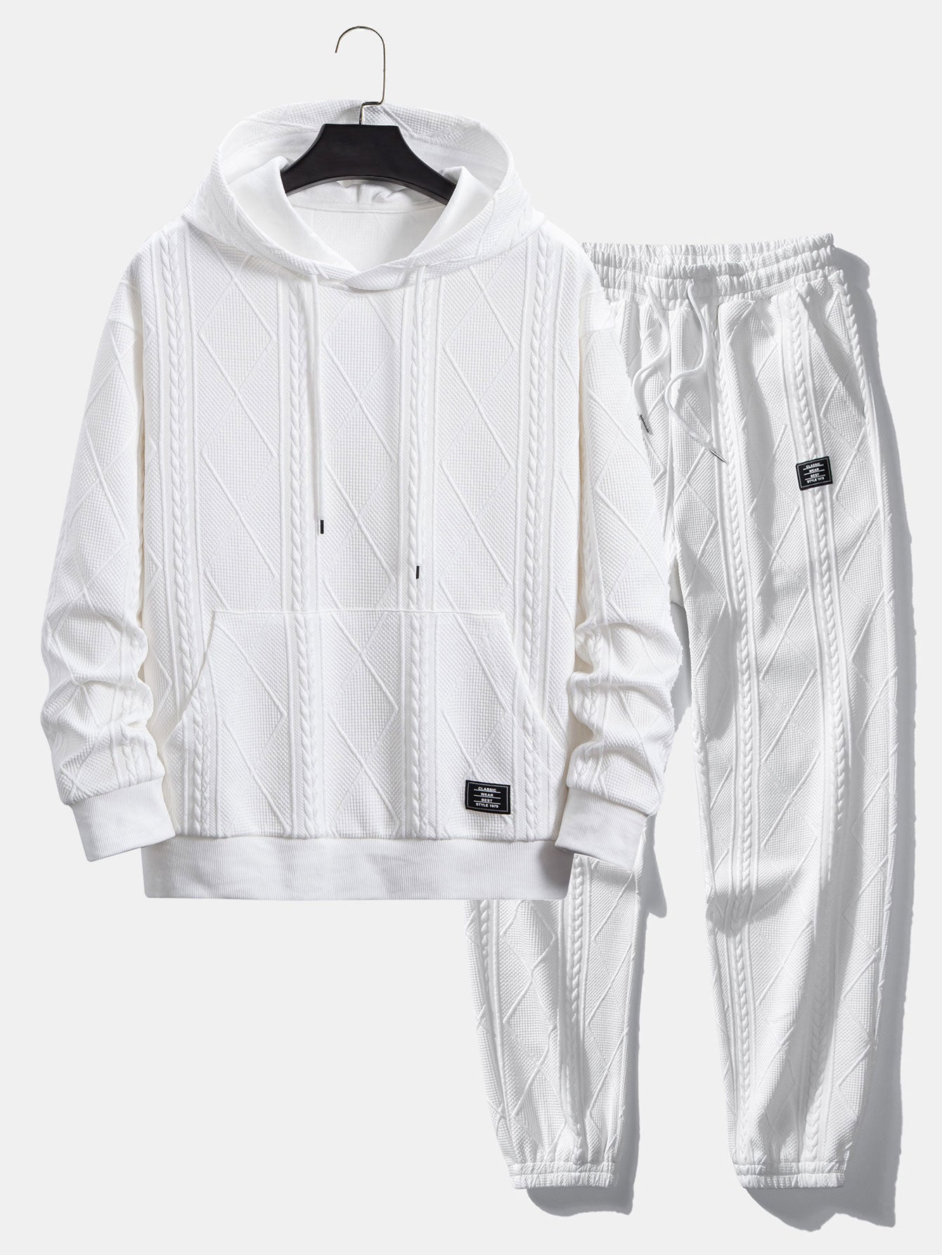 Relax Fit Geometric Jacquard Hoodie & Jogger Pants