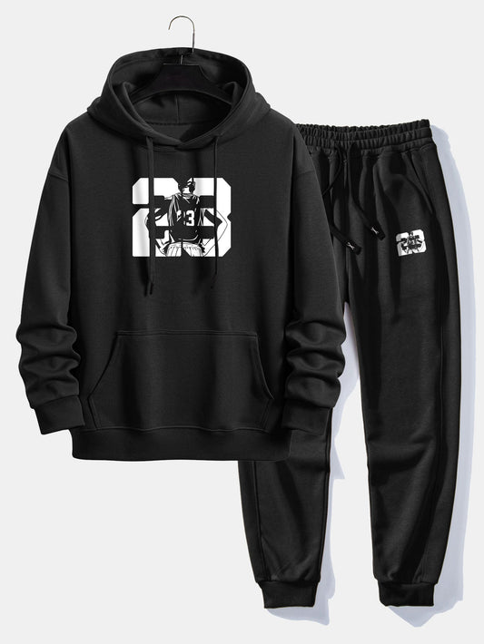 Number 23 Print Relax Fit Hoodie & Jogging Pants