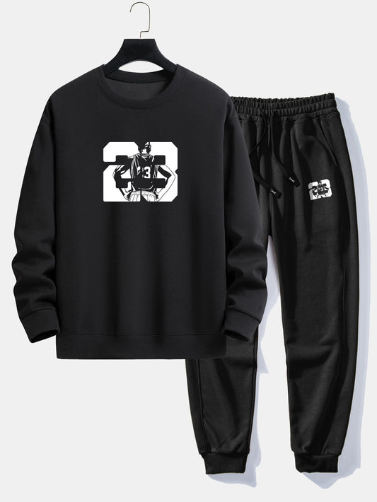 Number 23 Print Relax Fit Crew Neck Sweatshirt & Jogging Pants