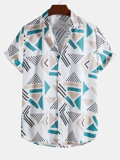 Geometric Print Shirt & Swim Shorts