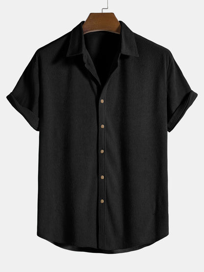 Corduroy Button Up Short Sleeved Shirt