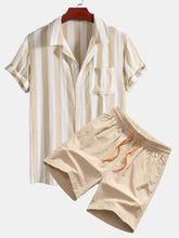 Striped Cuban Collar Shirt & Swim Shorts