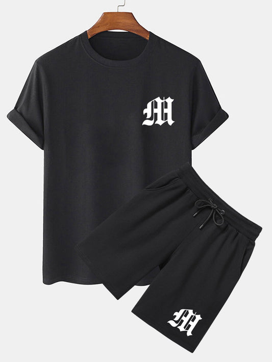 Letter Print T-Shirt & Shorts