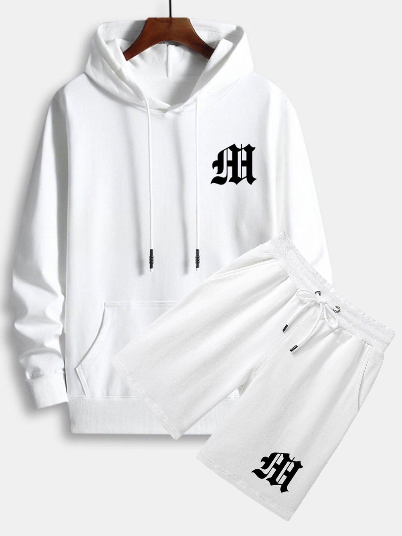 Letter Print Hoodie & Shorts