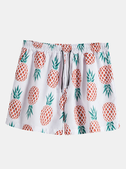 Pineapple Print Button Up Shirt & Shorts