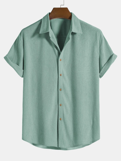 Corduroy Button Up Short Sleeved Shirt