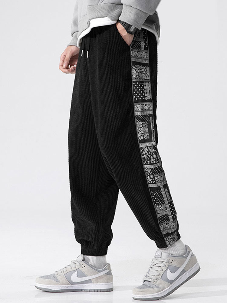 Paisley Print Panel Waffle Sweatshirt & Corduroy Paisley Print Panel Pants