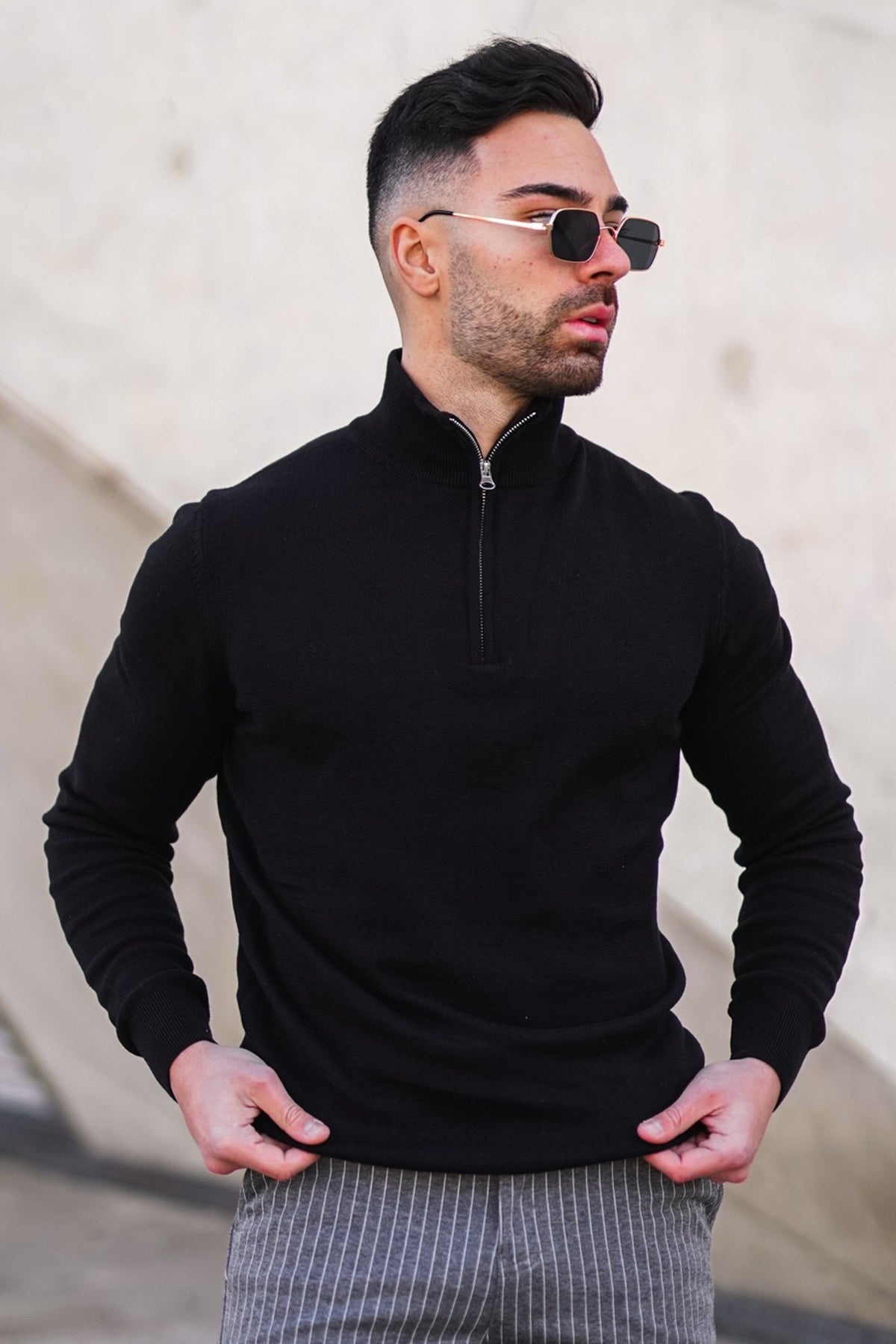 Half Zip Sweater - Black