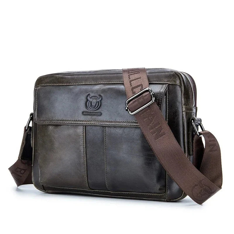 Bolsa de Ombro Masculina BullCaptain Em Couro Modelo Business