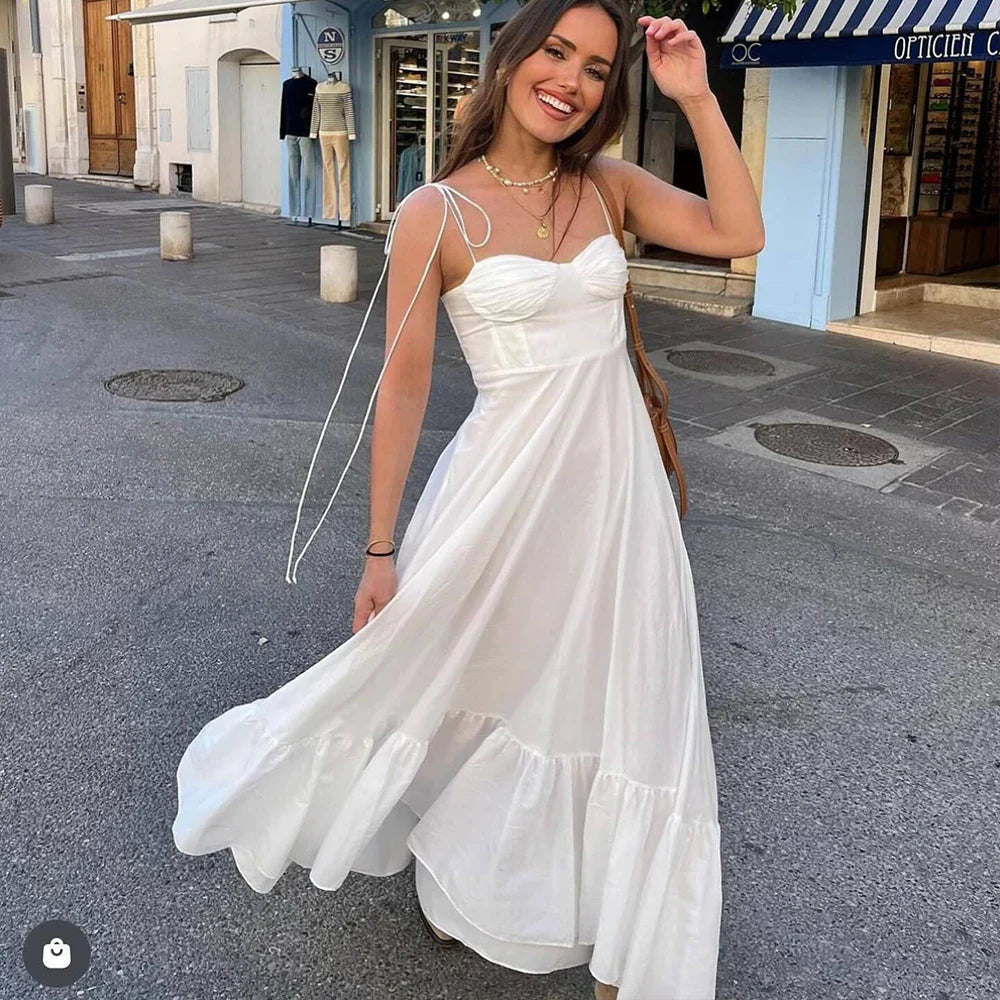 Vestido Longo Branco de Alcinha Moderna Verano