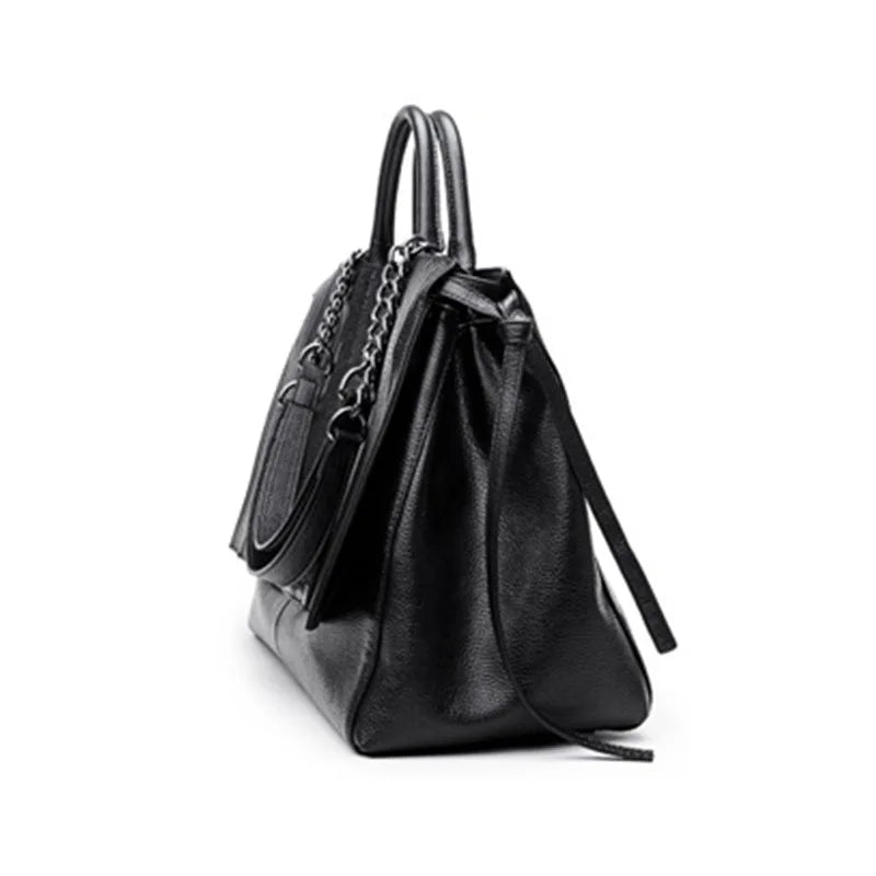 Designer Women's Handbag Luxury Crocodile Pattern Handbag Chain Women's Shoulder Bag Black Business Tote Bag - MIBA