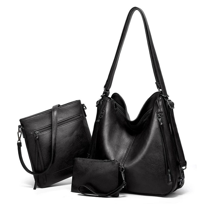 Bolsa Feminina Grande de Ombro Multifuncional Moderna - Kit com 3pcs