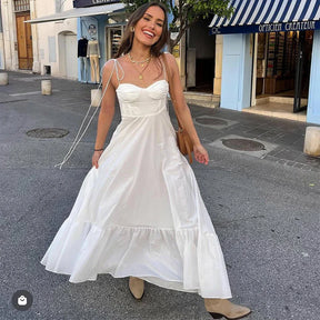 Vestido Longo Branco de Alcinha Moderna Verano