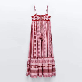 Vestido Longo Estampado Busto Crochê Alcinha - Fiorella - Primavera Verão