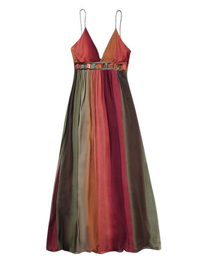 Vestido Longo Alças Finas Decote V em Chiffon - Slip Dress Primavera Verão