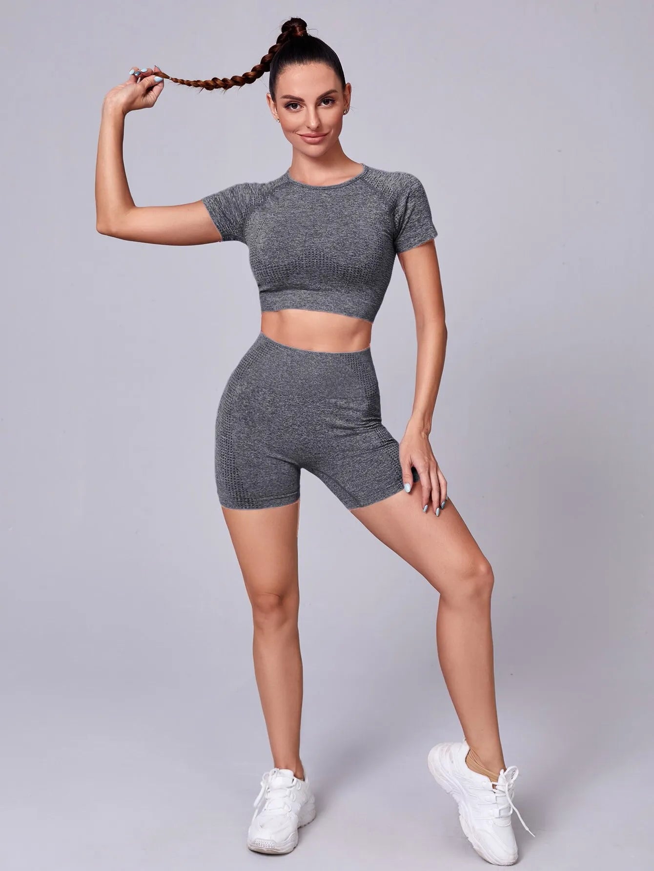 Conjunto Moderna Fitness Feminino 2 Peças Short e Cropped