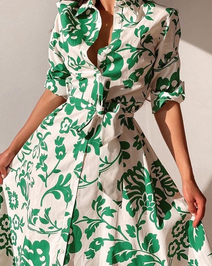 Vestido Midi Estampado Floral Manga 3/4 - Sardenha