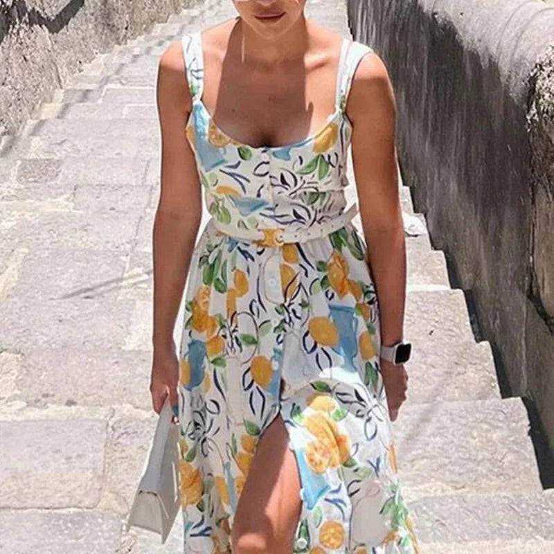 Vestido Midi Estampa Floral de Alças Moderna Florence