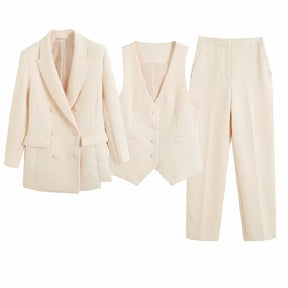 Conjunto Feminino Alfaiataria Blazer, Colete e Calça Martini®️