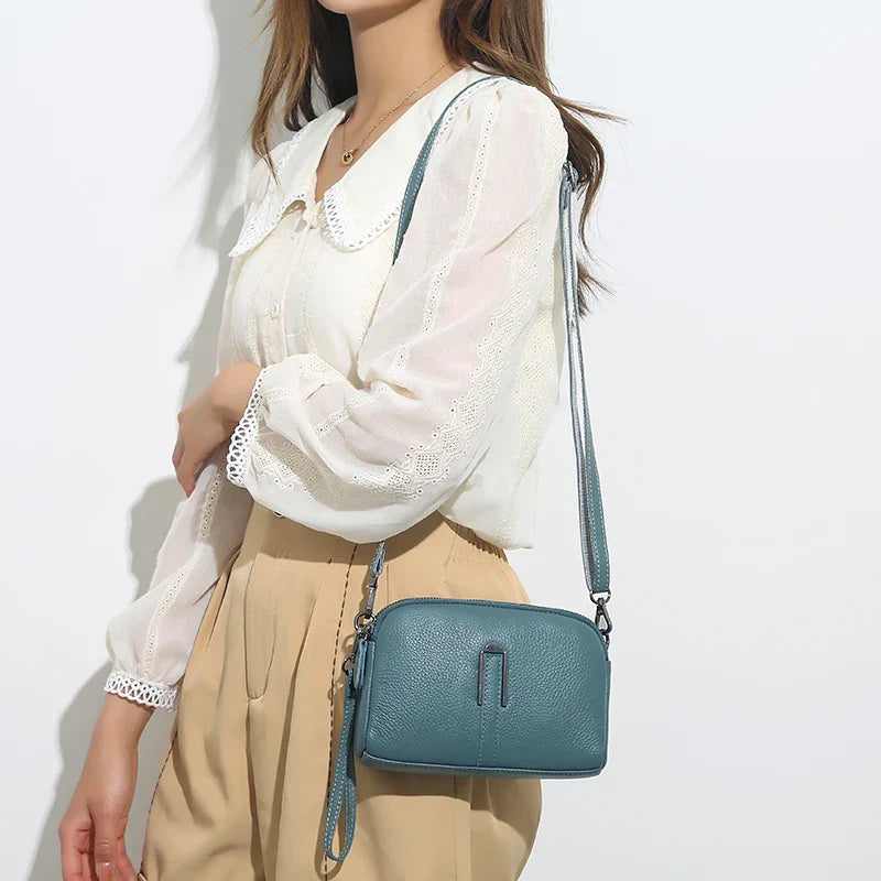 Bolsa Feminina Pequena Crossbody em Couro Moderna Luxo