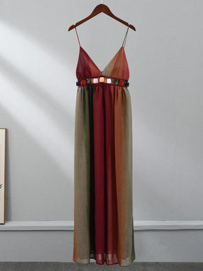 Vestido Longo Alças Finas Decote V em Chiffon - Slip Dress Primavera Verão