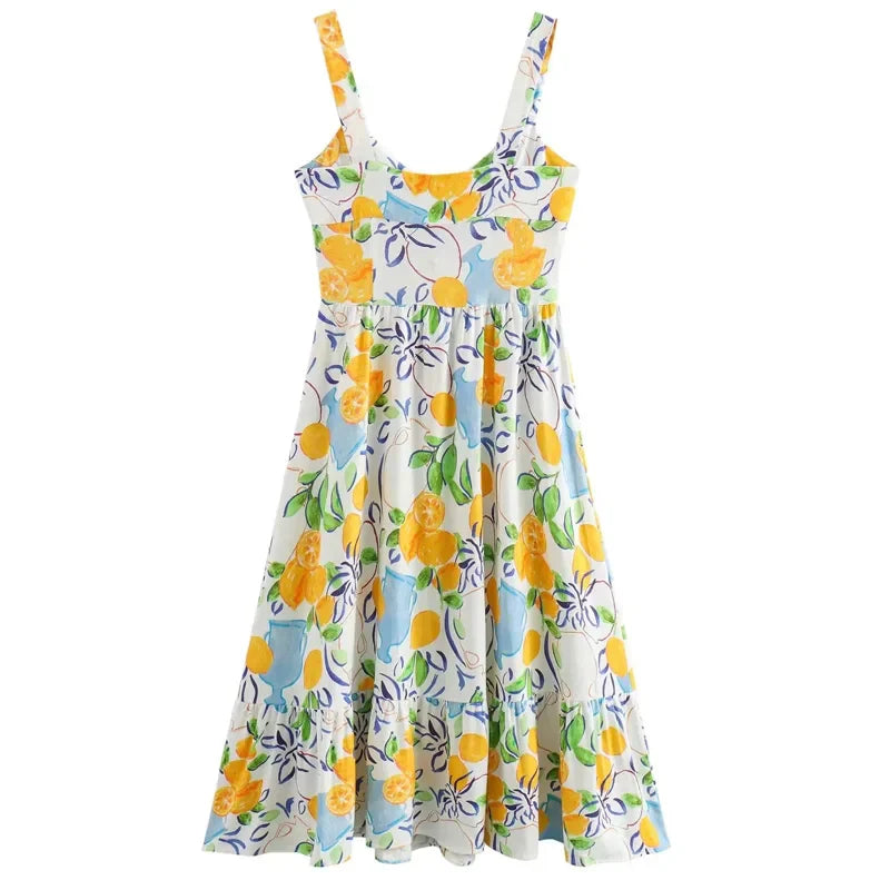 Vestido Midi Estampa Floral de Alças Moderna Florence