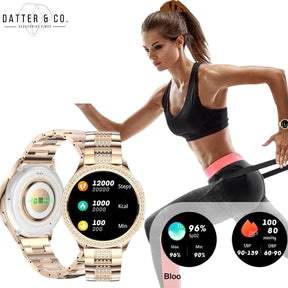 SmartWatch Feminino Cravejado - Banhado a Ouro 18K