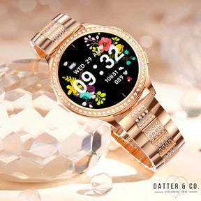 SmartWatch Feminino Cravejado - Banhado a Ouro 18K