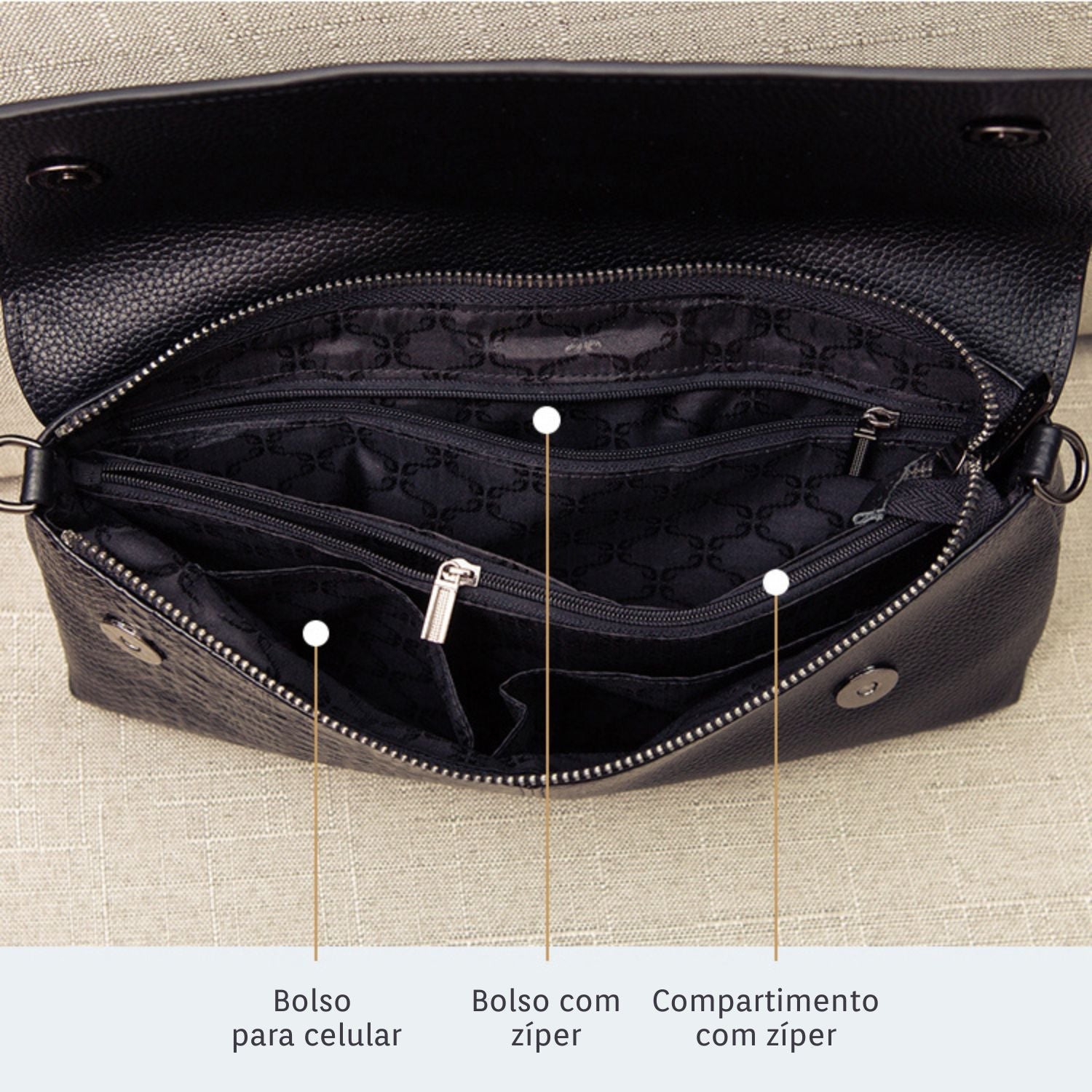 Bolsa de Couro Legítimo Feminina Amélia