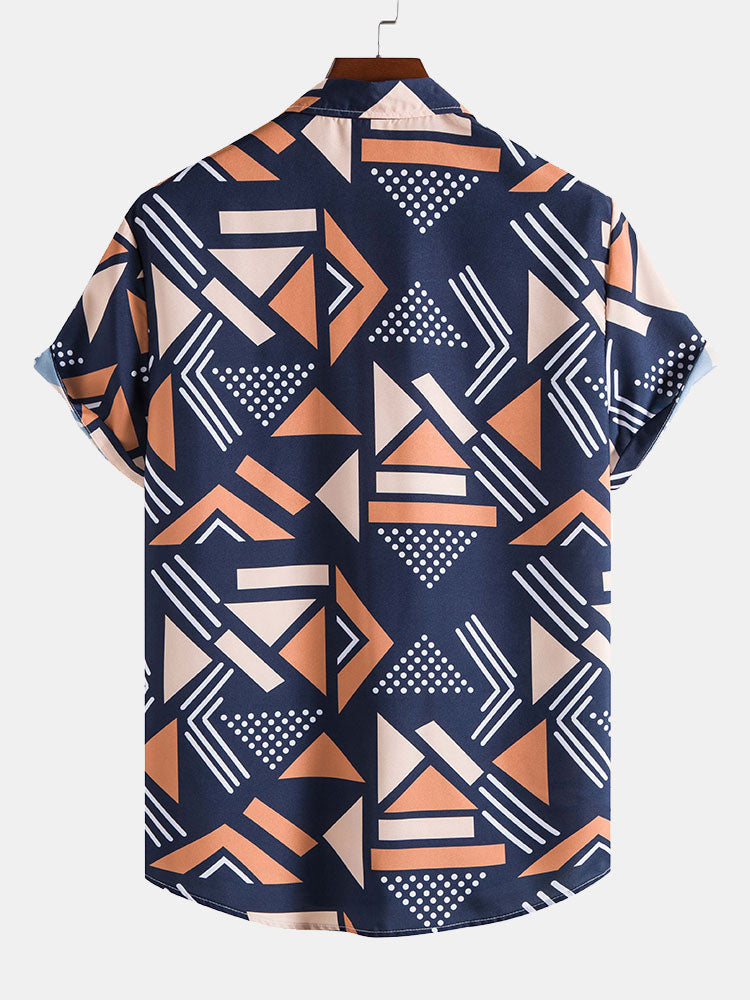 Geometric Print Shirt & Swim Shorts