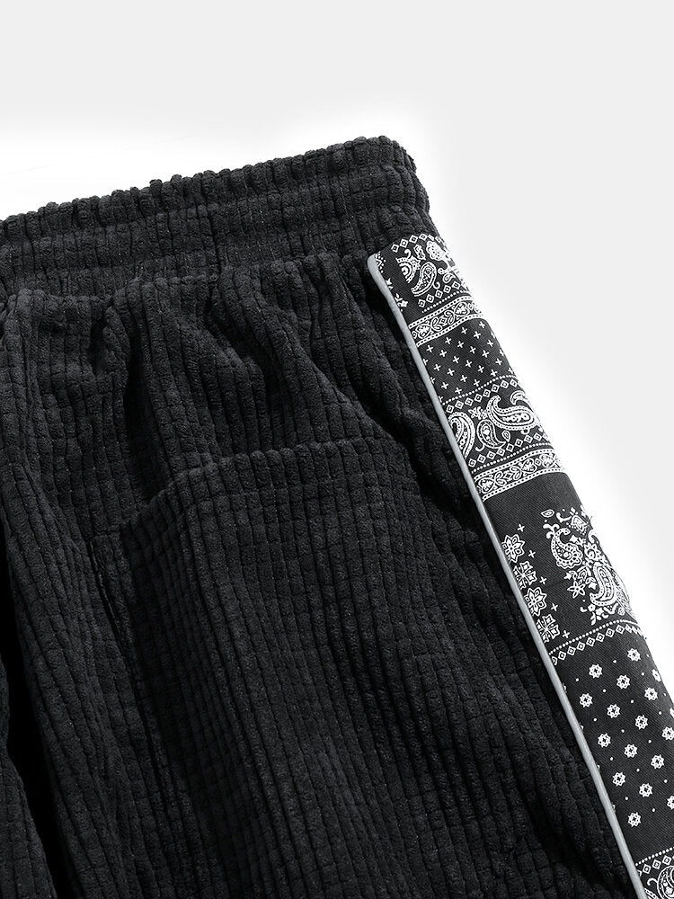 Paisley Print Panel Waffle Sweatshirt & Corduroy Paisley Print Panel Pants