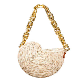 Bolsa Concha de Rattan Luxo